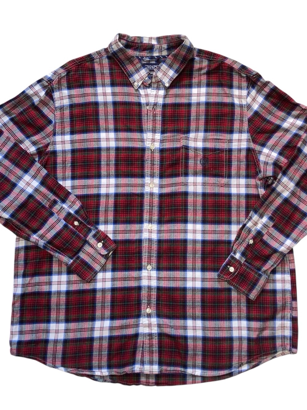 Chaps Men's Red Plaid Button-Down Oxford Style Shirt Size XXL